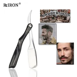 Rakare Riron Professional Salon Barber Rakar Razor Retro Manual Byt blad Rakar Razor Holder Rostfritt stål Rak rakkniv Kniv