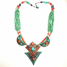 Pendant Necklaces BOHO Vintage Necklace Copper With Big Multi Layers Tibetan Ethnic Jewelry TNL255