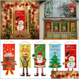 Decorazioni natalizie Portico Porta Striscione Ornamento appeso Decorazione per la casa Natale Felice anno nuovo Consegna a goccia Giardino Festa festiva S Dh5Hg