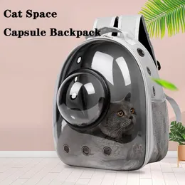 Carrinhos gato espaço cápsula mochila pet filhote de cachorro carregando saco respirável portátil transparente mochila astronauta janela bolha saco de viagem