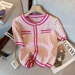 2023GG Summer Women Short Sleeve Sweaters Fashion Knit Glitter Tshirt Femme Vintage Luxury Designer Slim Leisure T-Shirt Tops