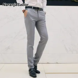 바지 naranjasabor New Men 's Business Casual Pants 2020 Spring Autumn Fashion Suit Pants 남성 슬림 핏 단색 남성 바지 N677