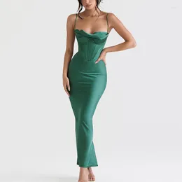 캐주얼 드레스 섹시한 실크 페이스 여성용 패션 파일 넥 피쉬 뼈 슬림 한 여성 2023 여름 파티 클럽