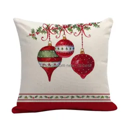 Travesseiro de travesseiro 18 polegadas Sofá em casa Passagem mista de colorida linho de natal decoração de almofada em branco Presente de natal dh0208 Drop entrega dhnrs