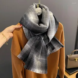 Scarves 2023 Winter Cashmere Shawls Wraps Scarf Women Thickened Double-sided Retro Design Plaid Warm Outdoor Pashmina Stoles