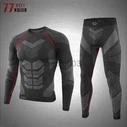 Męskie dresy termiczne Układy bielizny termiczne Mężczyźni Szybkie suszenie przeciwdrobnoustrojowe rozciąganie Thermo Compresyjna polar Fitness Warm Long Johns Tactical J230531