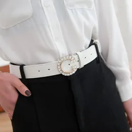 Belts Fashion Big Diamond Buckle Women's Belt Stone Grain PU Leather Decoration Korean For Girls Solid Color Jeans