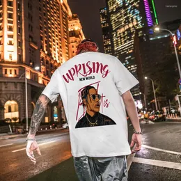 Men's T Shirts UPRISING TEE Rap Music Street Dance TOP Hip Hop Loose Round Neck Short Sleeve T-shirt Human Head SHIRT