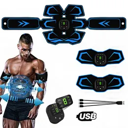 Bälten elektrisk bukmuskelstimulator EMS Trainer Belt uppladdningsbar kroppsmassage Muskelträning Stimulator Gear Fitness Massager