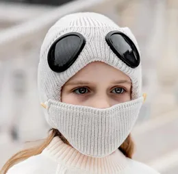 Boys Girls Winter Hat Outdoor Windproof Glasses with Mask Winter Hats Ear Protection Cap Kids Warm Hats Caps 9027162