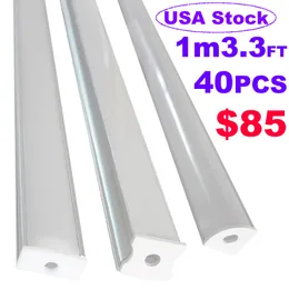 U V Shape LED Aluminum Channel System with Milky Cover, End Caps and Mounting Clips, Aluminum Profile for LED Strip Light Installations, Very Easy Installation usastar