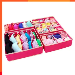 New HELST 4 pcs/Set Foldable Divider Storage Bra Box Non-woven Fabric Folding Cases Necktie Socks Underwear Clothing Organizer