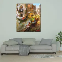 베니스의 아름다운 캔버스 미술 신부 그림 로맨스 로맨스 손으로 그린 ​​인상 주의자 빌렘 haenraets 사무실 장식을위한 그림