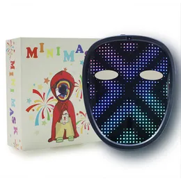 Laddningsbara barn ledde mask med gestavkänning Led Light Up Mask for Children Halloween Costume Lighted Face Mask Transforming Cosplay Birthday Masquerade Party