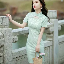 Qipao 2022 Summer New Young Girls Улучшенная версия Slim Fit, Flesh Puppling Short, маленькое платье для женщин