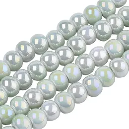 Perlen 1 Strang handgemachte runde AB-Farbe plattiert hell glasiert galvanisiertes Porzellanhandwerk für DIY-Schmuckherstellung 7x6mm 68"