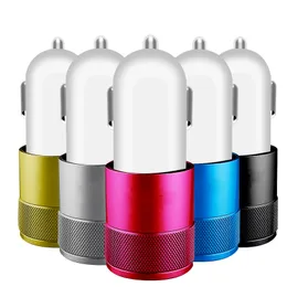 Universal 5V 2.1A Car Charger Alloy Metal usb chargers power Adapter For iphone 15 11 12 13 14 Samsung S23 S24 gps pc android phone