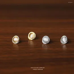 Stud Earrings Korean Simple Pearl For Women 925 Sterling Silver Ear Jewelry Personality Geometric