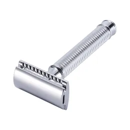 Lâmina de barbear de aço inoxidável com borda dupla para barbear manual clássico masculino de metal