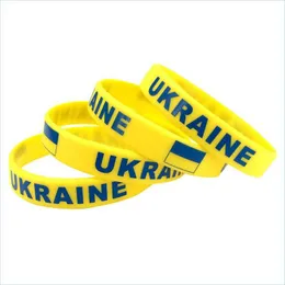 Party Favor 2022 Wsparcie Ukrainy nadgarstki Banles Brzechałki Brzechlety Ukraińskie Flagi I Stand with Yellow Blue Sports Elastic WR DHA0N