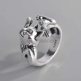 Pierścienie zespołowe urocze wróżki kota kształt kobiety otwierające pierścionki srebrny taniec palec palec delikatna dziewczyna prezent 2021 Nowa biżuteria mody J230531