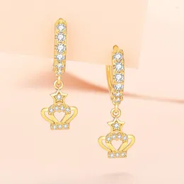 Dangle Earrings 2023 S925 Sterling Silver Fine Star Crown Drop For Women Fashion Wedding Gift Jewelry