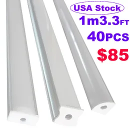 3.3ft/1Meter 8x17mm V U Shape LED Aluminum Channel System with Cover, End Caps and Mounting Clips Aluminum Profile for LED Strip Light Installations Oemled