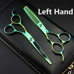 Verktyg Freelander 6 tum vänster frisörsax 440C Japan Steel Professional Barbershop Hair Cutting Thunning Scissors Set