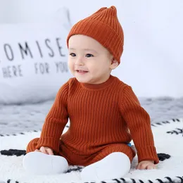 Наборы одежды 3pcs Bold Baby Boy Set Set Soft вязаная шляпа шляпы брюки Осенняя мода мальчики младенец Bebe Ctlidegits 230531