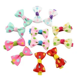 Kids Bows Hair Clips Polka Dot Ribbon Bows Hairpins for Girls Childrens Boutique Bow With Clips 7 Style Baby Hairs Barrettes Acces7672240