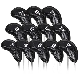 Altri prodotti per il golf 12Pcs Portable PU Club Iron Head Covers Protector Golf Cover Copricapo Set modello impermeabile 230530