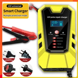 12V 6A Volle Automatische Auto Moto Batterie Ladegerät Digital Display Batterie Ladegerät Power Puls Reparatur Ladegeräte Nass Trocken Blei säure