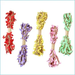 Party Decoration 10m Christmas Halloween Artificial Leaf Natural Hessian Jute Twine Rope Burlap Ribbon DIY Craft Vintage for Home Dr Dh563