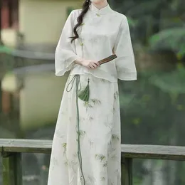Xianqi Элегантное дзенское женское ношение лето улучшенное новое платье китайского стиля в китайском стиле в китайском стиле