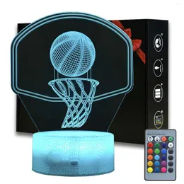 Luci notturne Magiclux Basketball 3D Illusion Lamp Regali per bambini Adolescenti Uomini Donne Touch Base LED Light con Remote Room Office Decor