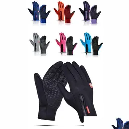 Andere Heimtextilien Outdoor Ski Thermal Warme Handschuhe Unisex Veet Touch SN Winterreiten Motorrad Wasserdichter Reißverschluss Winddicht Vt1799 Dhhua