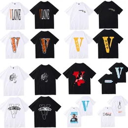T-shirt masculina Summer vlone T-shirt feminina de grife, marca de moda, lazer masculino, camisa em forma de V, roupas de luxo, rua, manga curta, camiseta