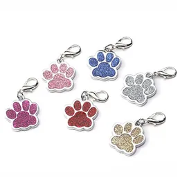 Dog Tag Cartão de Identificação Adorável Etiqueta Personalizada Nome de Animal de Estimação Gravado Etiquetas de Coleira Pingente Acessórios Pata Glitter Drop Delivery Home Garden Su Dh7Es