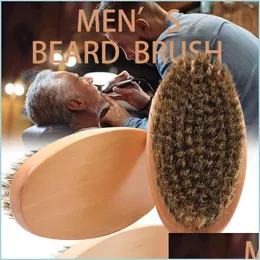 ブラシイノシシの毛のひげブラシハードラウンドウッドハンドルメン用のアンチスタティックコームヘアドレスツール