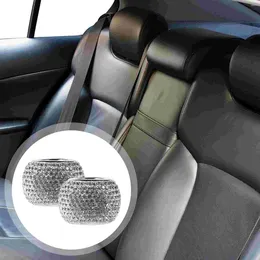 يغطي مقعد السيارة 2 PCS Crystal Ring Decor SUV مسند رأس وسادة الرقبة راينستون