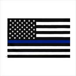 Banner Flags Thin Blue Line Flag American Police 3x5ft USA General Election Country For Trump Fans Drop Delivery Home Garden Festive Dhyld