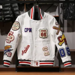 Men's Heavy Industry Leather Jacket Men Motorcycle Designer Embroidery Short Biker Baseball Jackets Y2k Streetwear Winter 230531