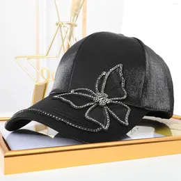 Ball Caps 2023 Summer Baseball Cap For Women Rhinestone Mercerized Cotton Butterfly Sun Hat Gorras Breathable Chapeau Femme