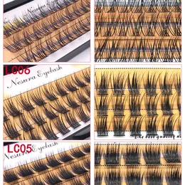 Falska ögonfransar DIY -kluster Eyelash Extension Dovetail Segmenterade fransar 48 Volym 3D Fluffy Natural Individual Bundles 230530