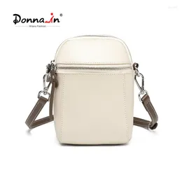 أكياس الكتف حقيبة Donna-in Messenger للهاتف المحمول للسيدات المتقاطع عبر الجسم المنقسمة بالجلد السحاب غير الرسمي
