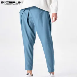 Pantaloni da uomo Moda Uomo Pantaloni casual Tinta unita Pantaloni da jogging Cerniera Pantalones Hombre Pieghe 2023 Streetwear Pantaloni Harem per il tempo libero S-5XL INCERUN L230520