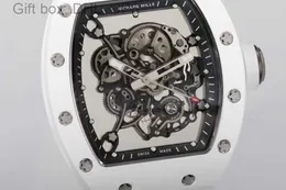 Rm055 SUPERCLONE Schwungrad Luxuriöse mechanische Herrenuhr Richa Milles Uhren rm055 Weißes Keramik-Schwarz-Uhrwerk