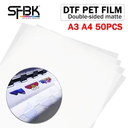 Paper 50PCS A3 A4 size DTF printer PET film doublesided matte heat transfer L805 L1800 R1390 transfer Tshirt white ink film powder