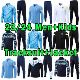 23 24 Haaland Soccer Jerseys Grealish Sterling Mans Cities Mahrez Tracksuit Jacket De Bruyne Foden 2023 2024フットボールトップスシャツキッズキットセット