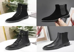Designer luxury pearl shoes Autumn Winter chelse boots platform ankle boot with leather boots midheel women vintage big size With4354011